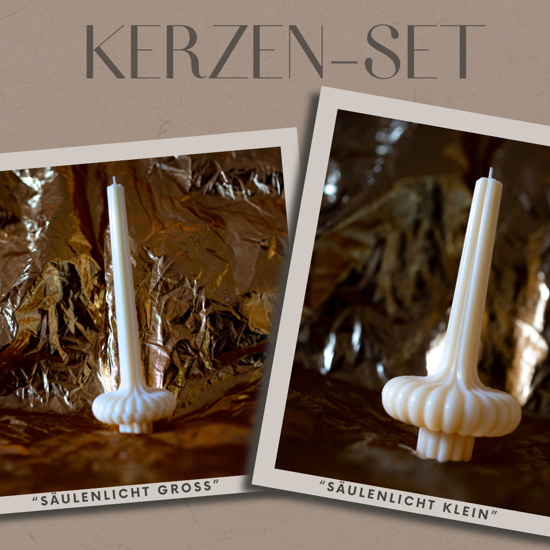 Set Säulenlicht – Zwei-Kerzen-Set handgemacht aus Olivenwachs
